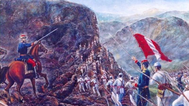 Mapa o ilustración de la batalla de Tarapacá mostrando las posiciones y movimientos de las tropas