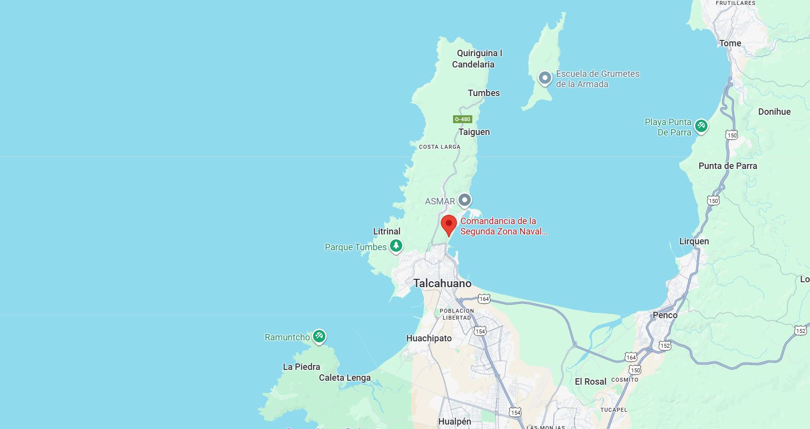 Mapa detallado de la Base Naval de Talcahuano, Chile
