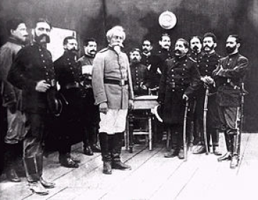 Bolognesi y su oficialidad momentos antes de la batalla de Arica