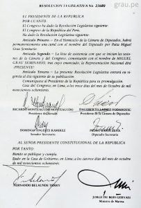 Resolución Legislativa sobre Miguel Grau