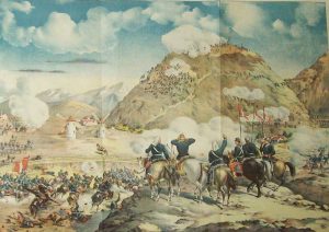 Ilustración histórica de la Batalla de Dolores o San Francisco del 19 de noviembre de 1879, publicada en La Lira Chilena en 1904