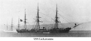 La corbeta USS Lackawanna, buque de guerra estadounidense que sirvió como sede de las negociaciones de paz en Arica durante la Guerra del Pacífico