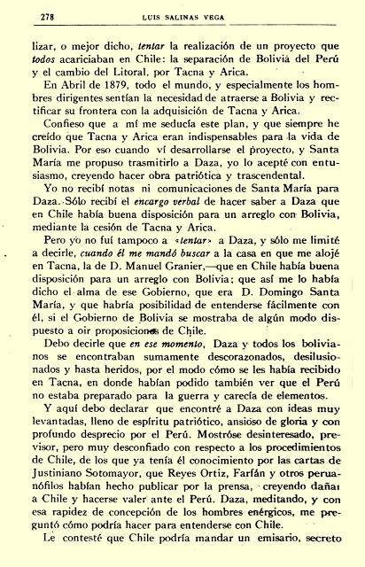 Página 2 de la carta de Luis Salinas Vega a Alberto Gutiérrez sobre las tentativas chilenas de 1879