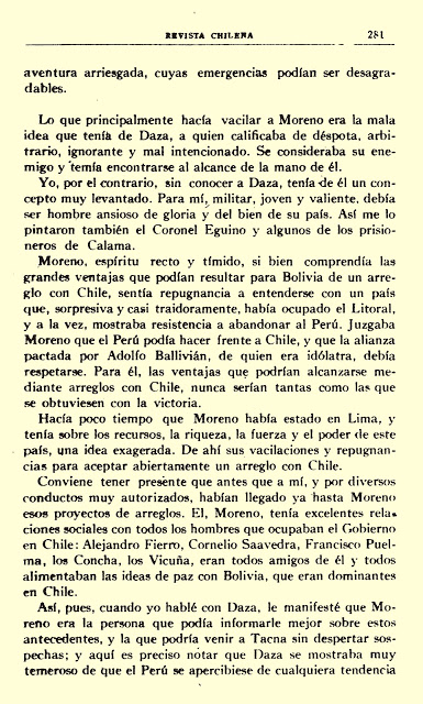 Página 5 de la carta de Luis Salinas Vega a Alberto Gutiérrez sobre las tentativas chilenas de 1879