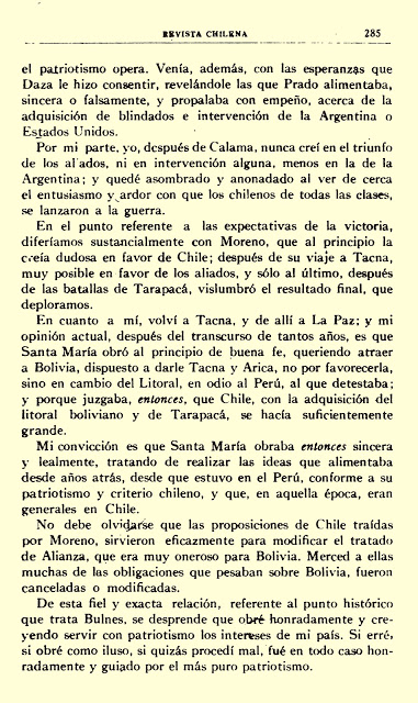 Página 9 de la carta de Luis Salinas Vega a Alberto Gutiérrez sobre las tentativas chilenas de 1879