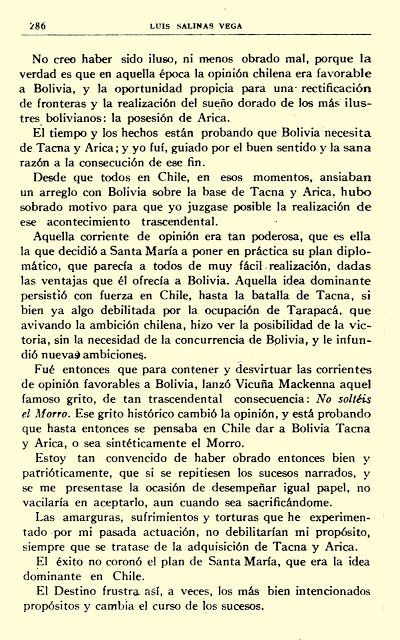 Página 10 de la carta de Luis Salinas Vega a Alberto Gutiérrez sobre las tentativas chilenas de 1879