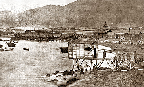 Vista de Antofagasta durante los días de la ocupación chilena e inicios de la Guerra del Pacífico